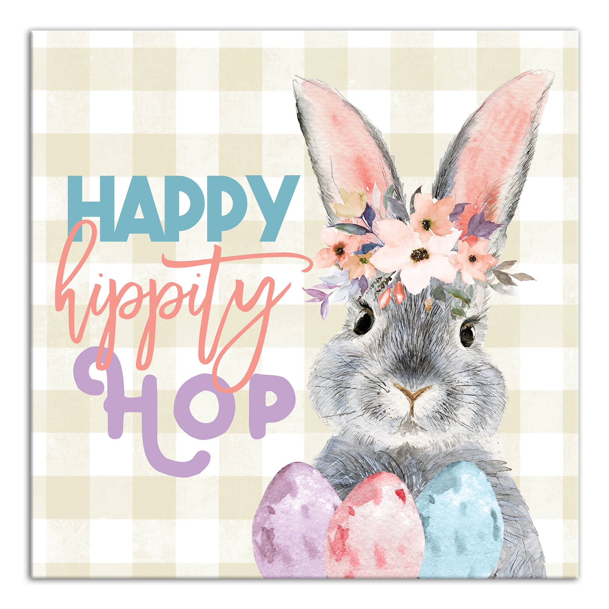 Happy Hippity Hop 12" x 12" Canvas Wall Art